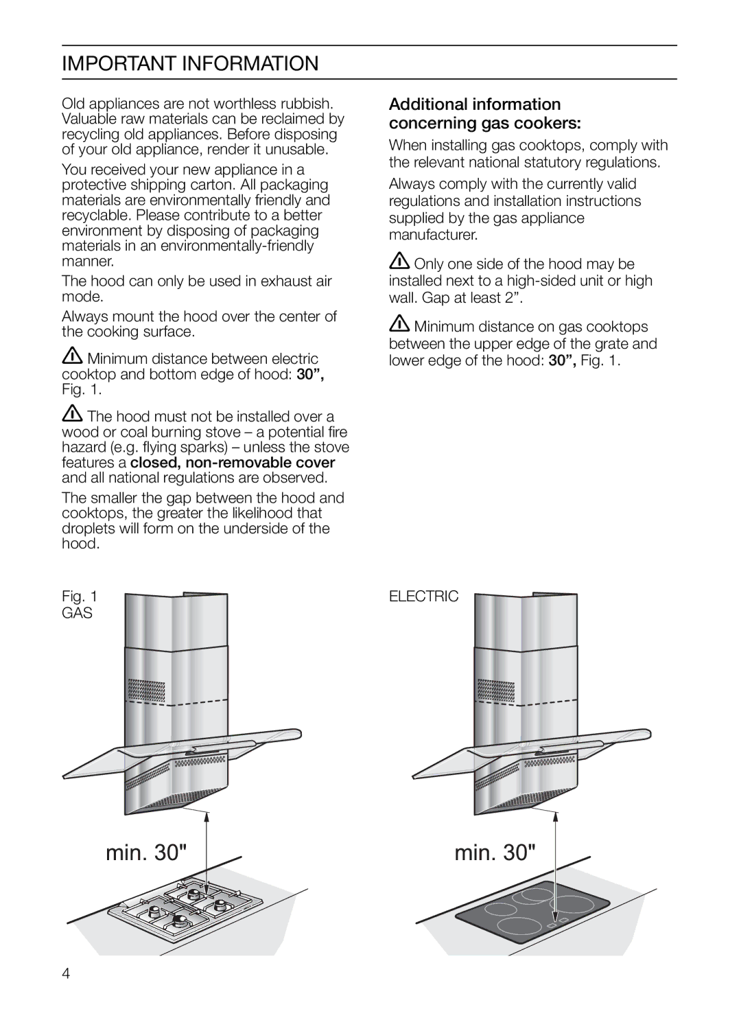 Bosch Appliances HGEW 36 FS manual Important Information, Additional information concerning gas cookers 