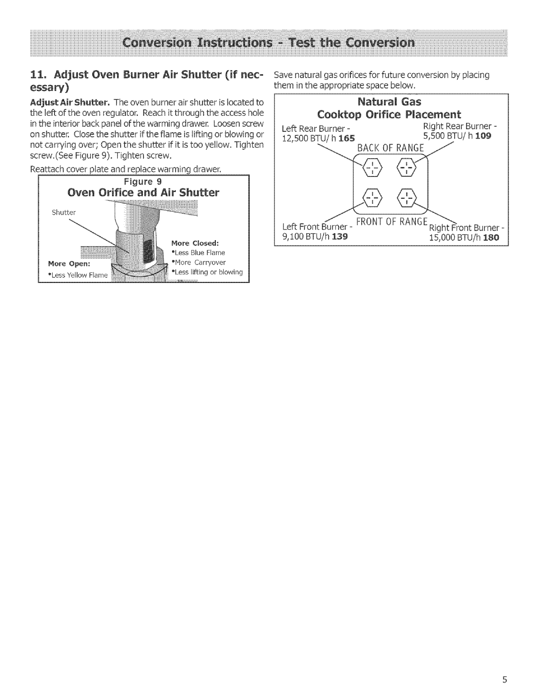 Bosch Appliances HGS242UC, HGS246UC Adjust Oven Burner Air $huer if nec- essary, Oven Orifice and Air Shutter, NaturaJ Gas 