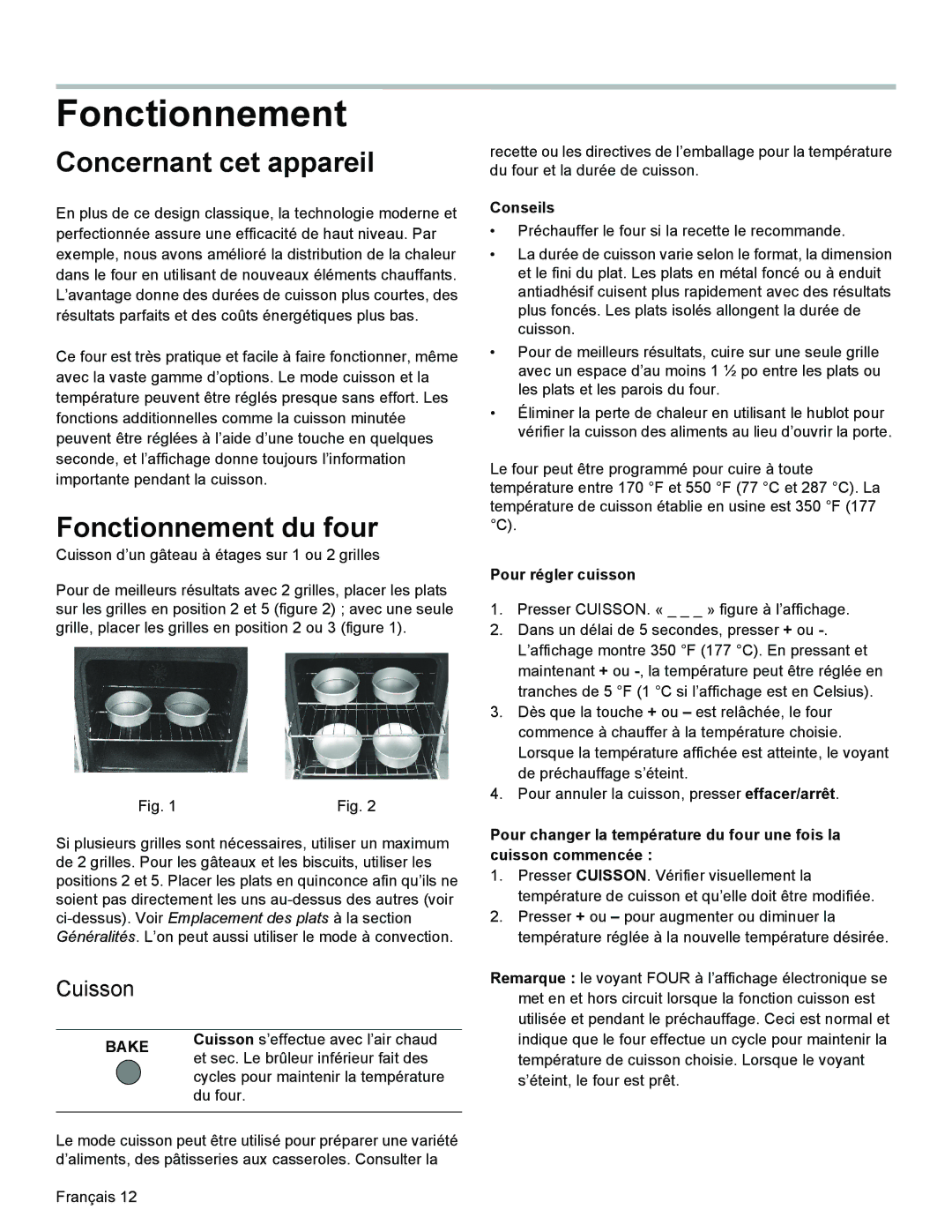 Bosch Appliances HGS3023UC manual Concernant cet appareil, Fonctionnement du four, Cuisson 