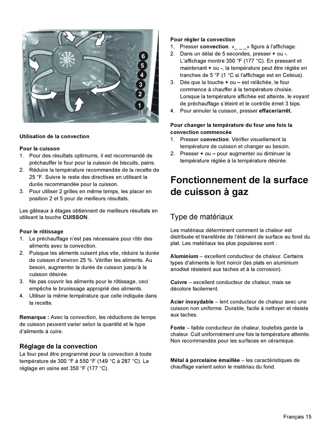 Bosch Appliances HGS3023UC manual Fonctionnement de la surface de cuisson à gaz, Type de matériaux, Pour le rôtissage 