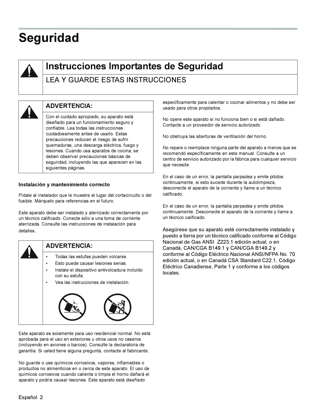 Bosch Appliances HGS3053UC manual Instrucciones Importantes de Seguridad, Lea Y Guarde Estas Instrucciones 