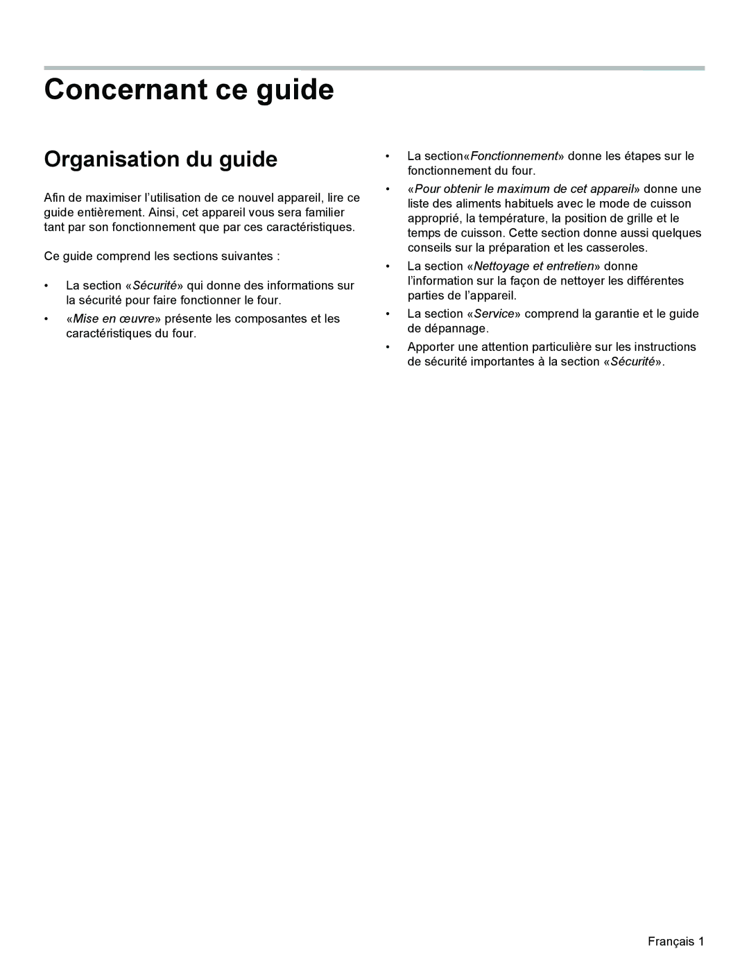 Bosch Appliances HGS3063UC manual Concernant ce guide, Organisation du guide 