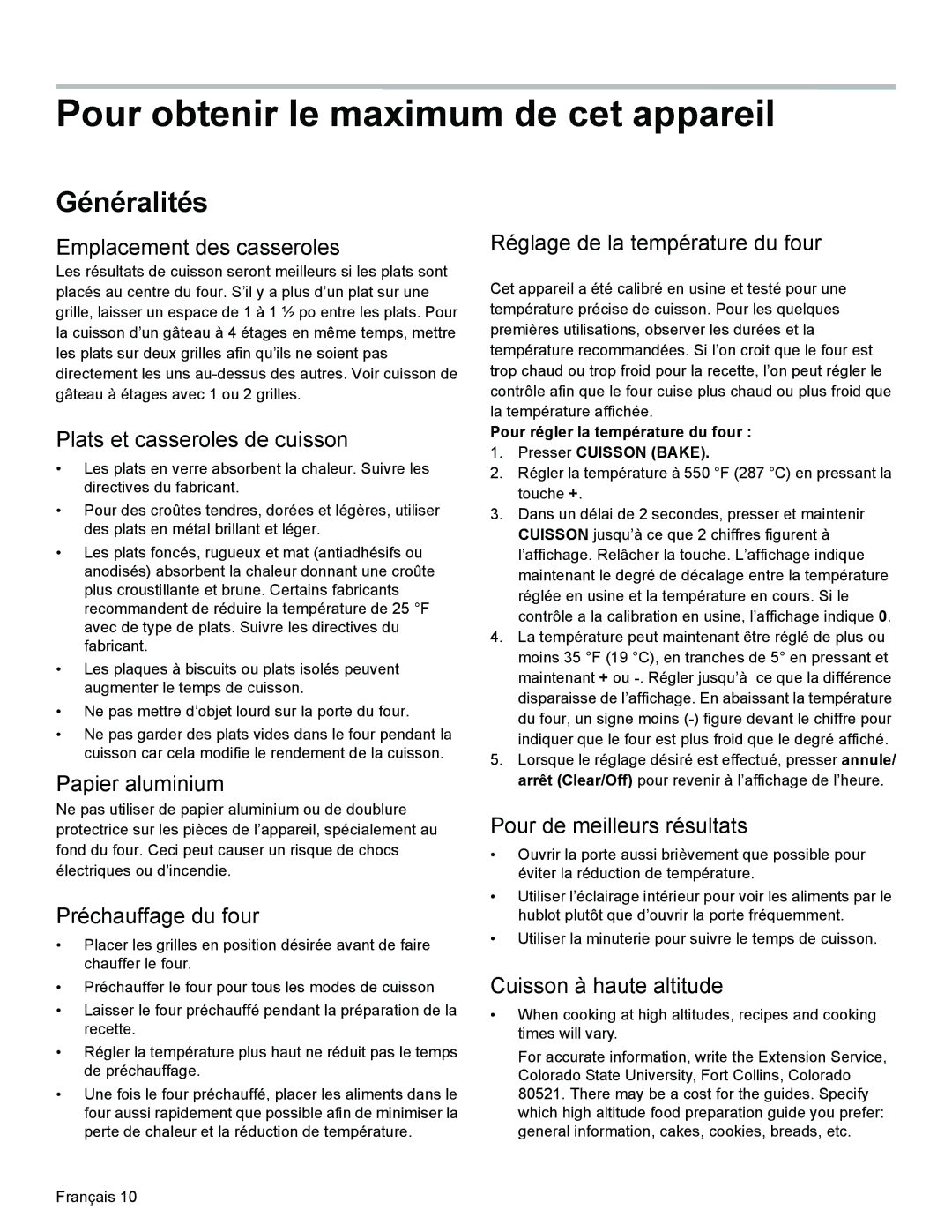 Bosch Appliances HGS3063UC manual Pour obtenir le maximum de cet appareil, Généralités 