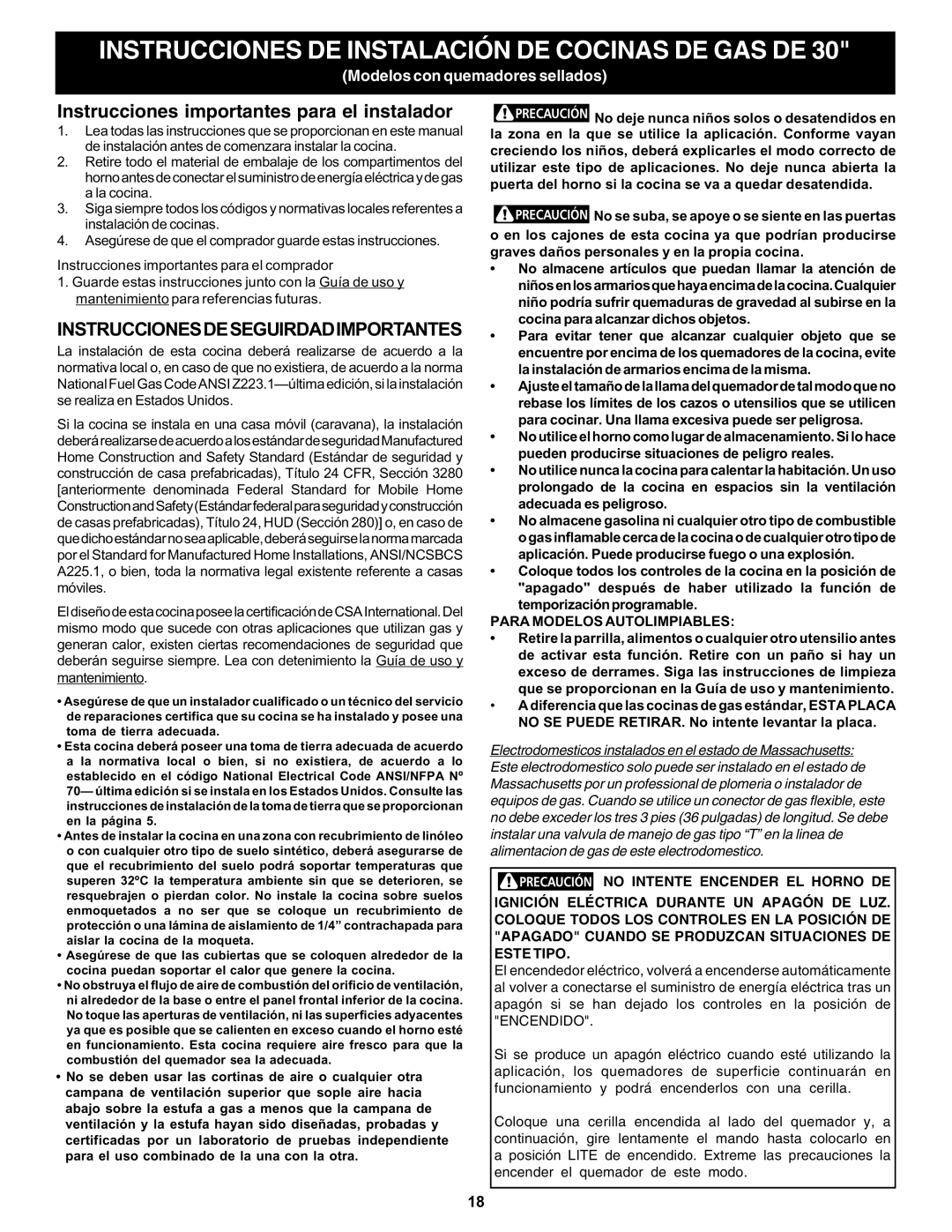 Bosch Appliances HGS5053UC Instrucciones DE Instalación DE Cocinas DE GAS DE, Instrucciones importantes para el instalador 