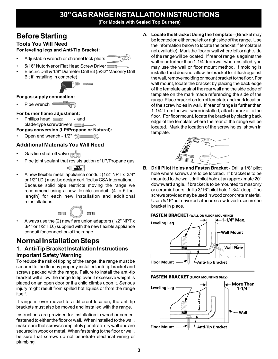 Bosch Appliances HGS5053UC manual Before Starting, Normal Installation Steps, Tools You Will Need 