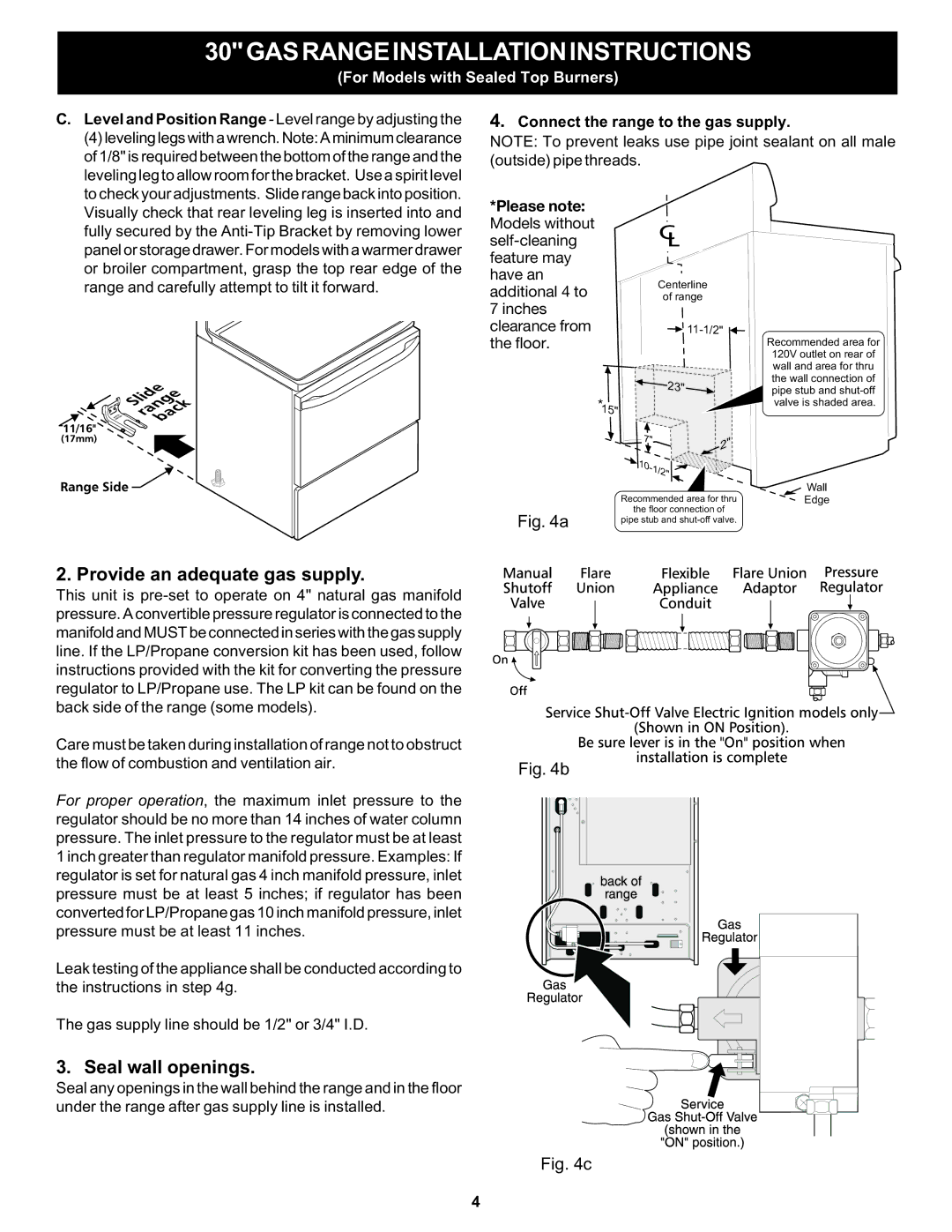 Bosch Appliances HGS5053UC manual Provide an adequate gas supply, Seal wall openings, Connect the range to the gas supply 