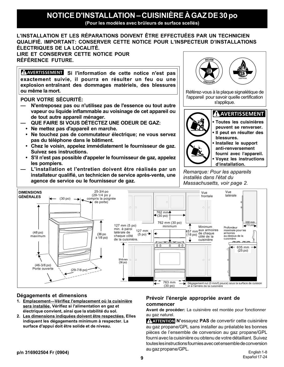 Bosch Appliances HGS5053UC Nentreposez pas ou nutilisez pas de lessence ou tout autre, Ne mettez pas dappareil en marche 