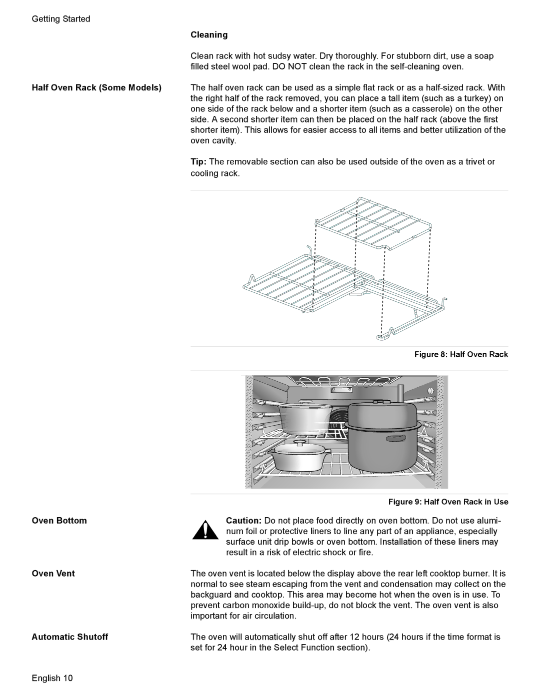 Bosch Appliances HGS7052UC manual Cleaning, Oven Bottom, Oven Vent, Automatic Shutoff 