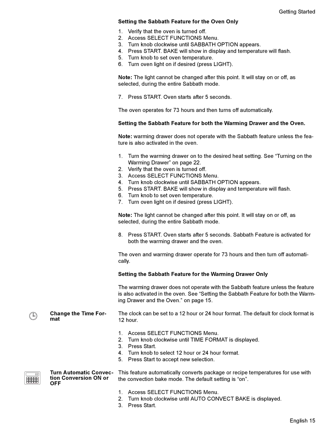 Bosch Appliances HGS7052UC manual Setting the Sabbath Feature for the Oven Only 