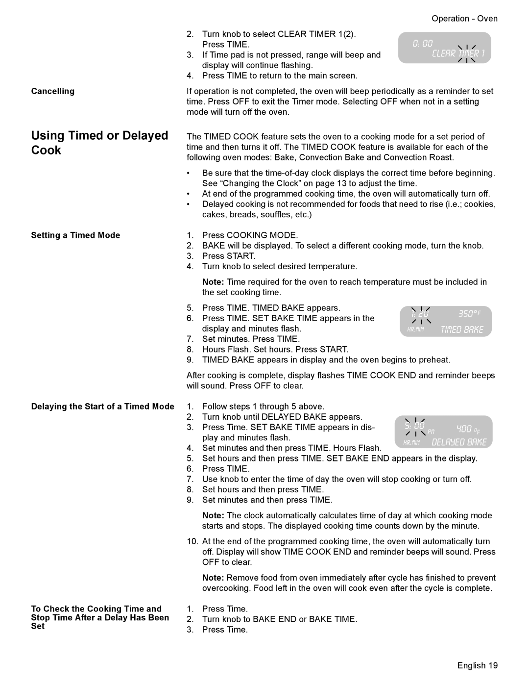 Bosch Appliances HGS7052UC manual Using Timed or Delayed Cook, Cancelling 