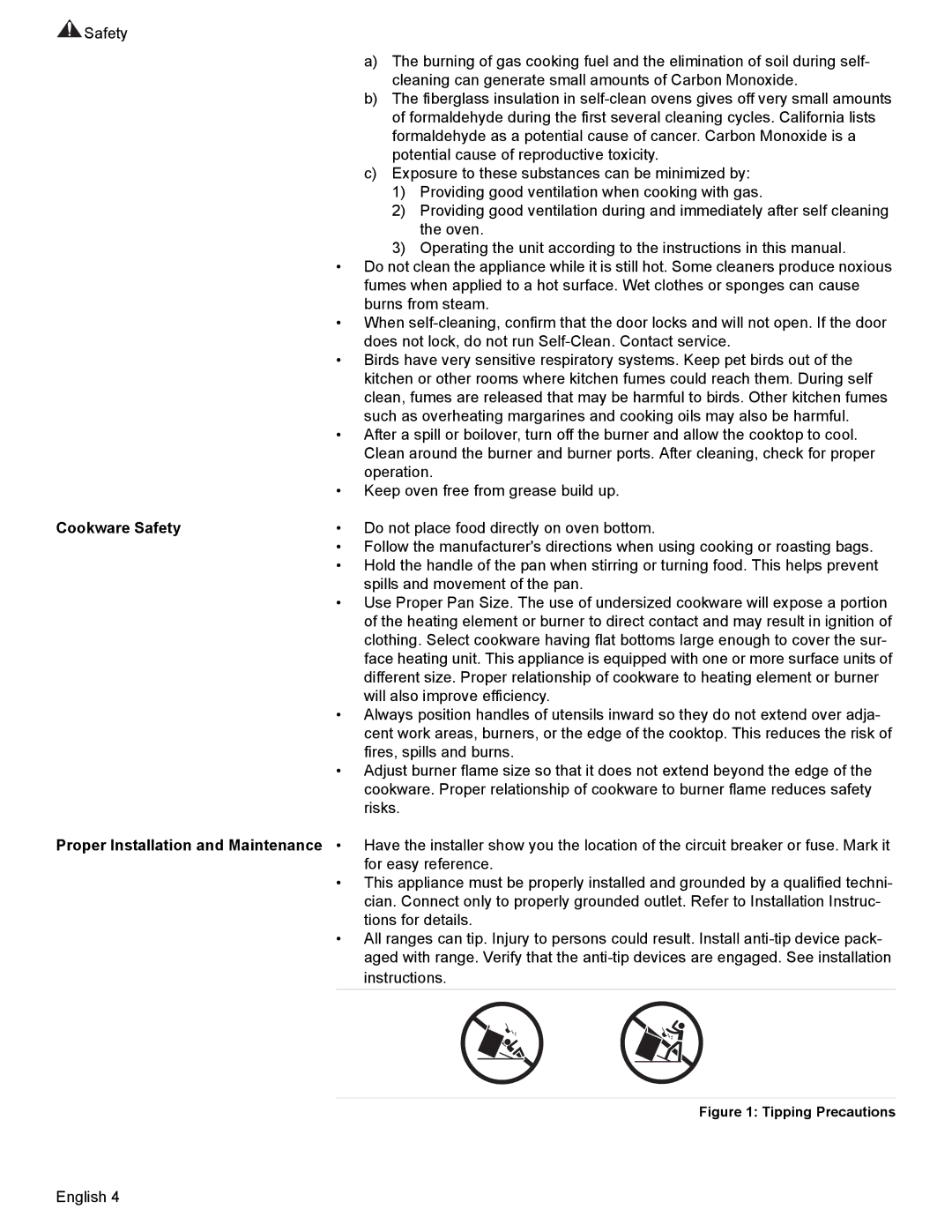 Bosch Appliances HGS7052UC manual Cookware Safety, Tipping Precautions 