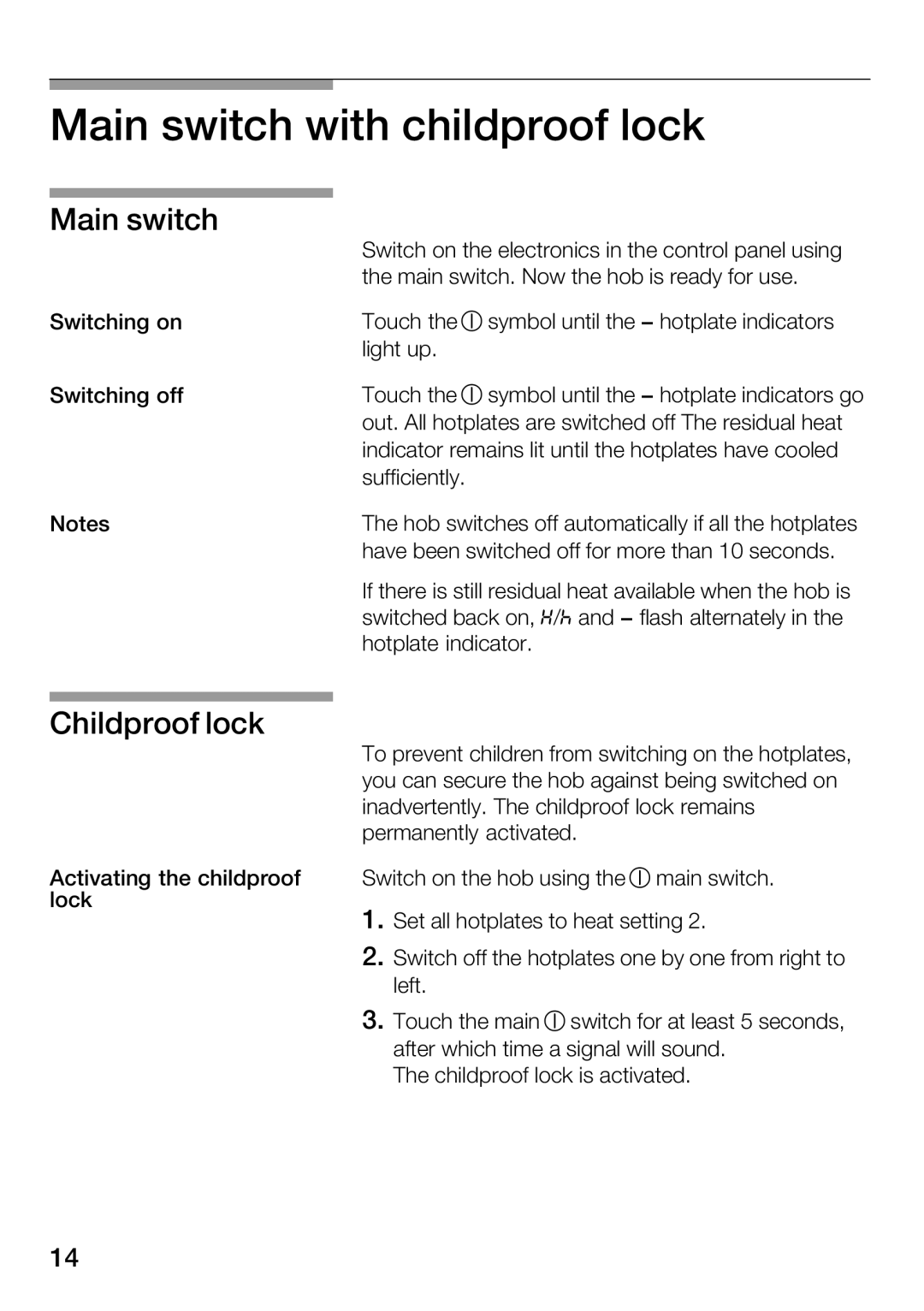 Bosch Appliances Hot Plate manual 