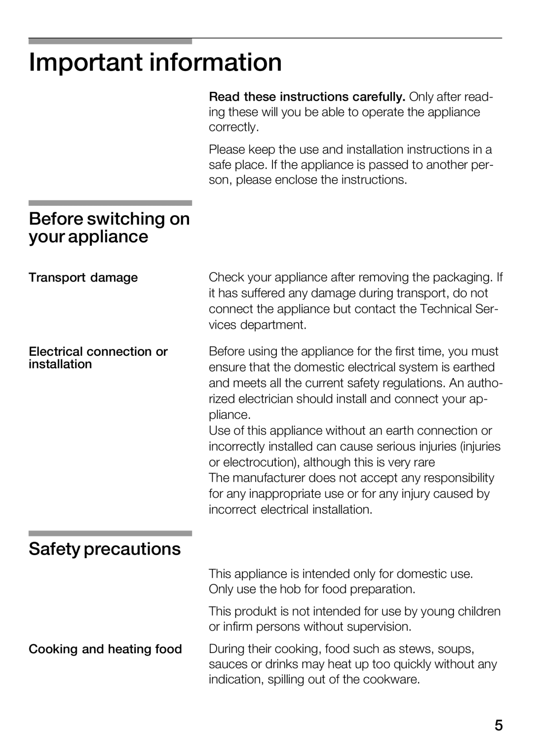 Bosch Appliances Hot Plate manual 