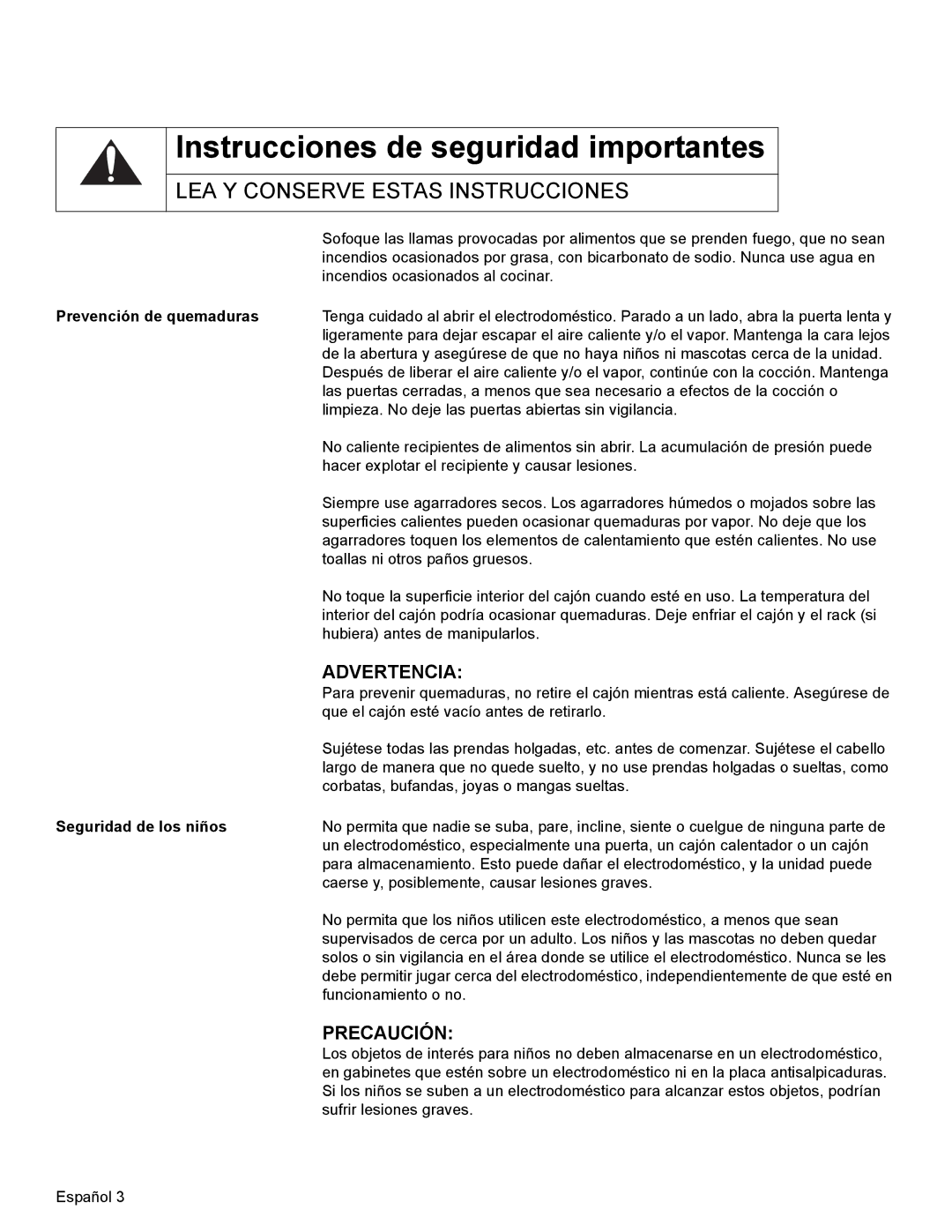 Bosch Appliances HWD27, HWD30 manual Prevención de quemaduras, Seguridad de los niños 