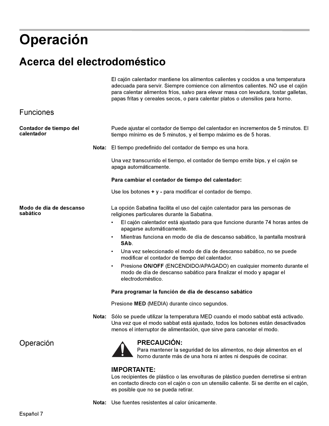 Bosch Appliances HWD27, HWD30 manual Operación, Acerca del electrodoméstico, Funciones 