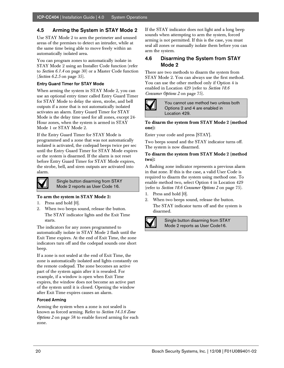 Bosch Appliances ICP-CC404 manual Arming the System in Stay Mode 