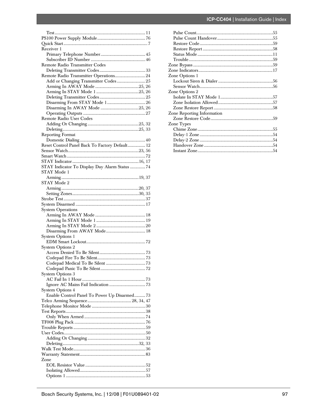 Bosch Appliances ICP-CC404 manual Pulse Count 