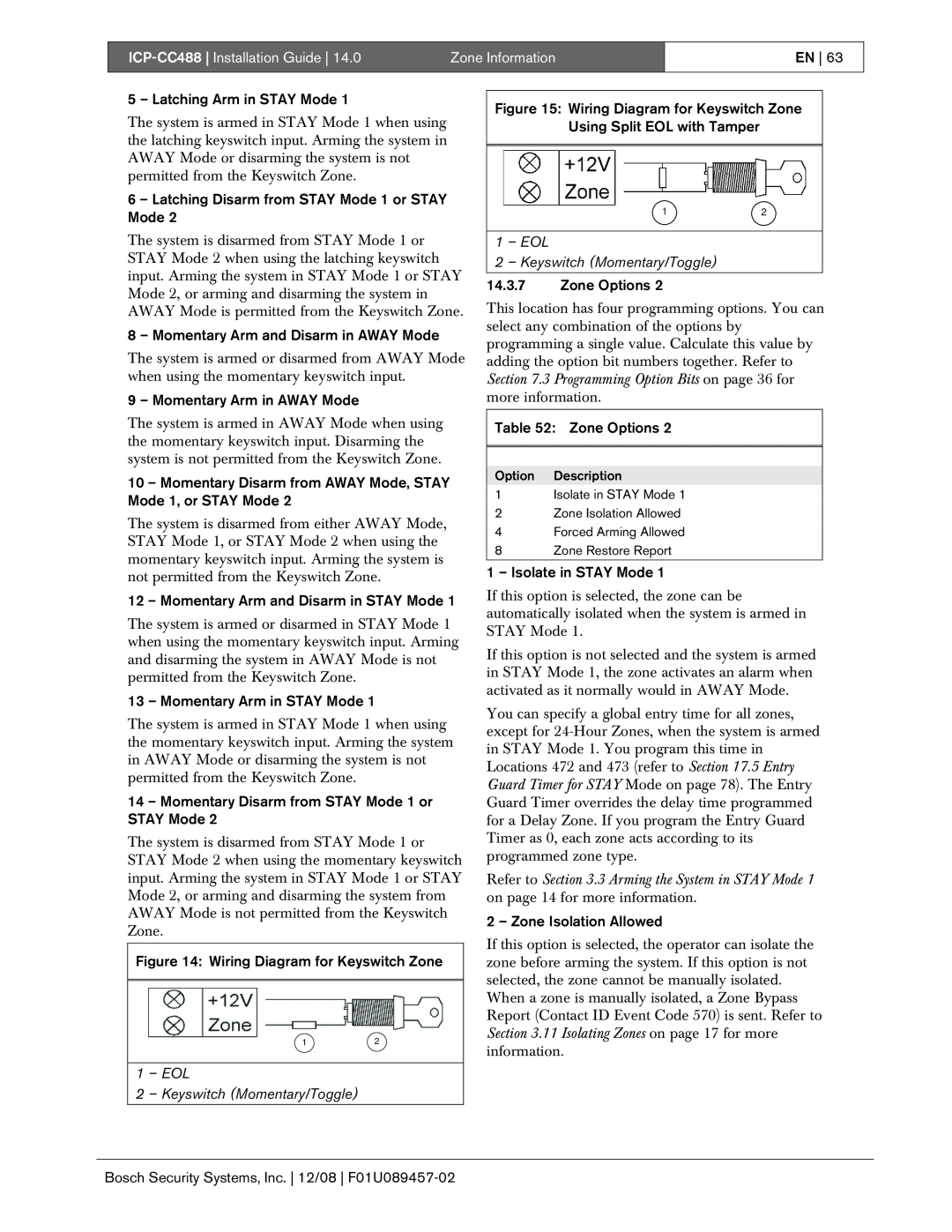 Bosch Appliances manual ICP-CC488| Installation Guide, Zone Information, En 