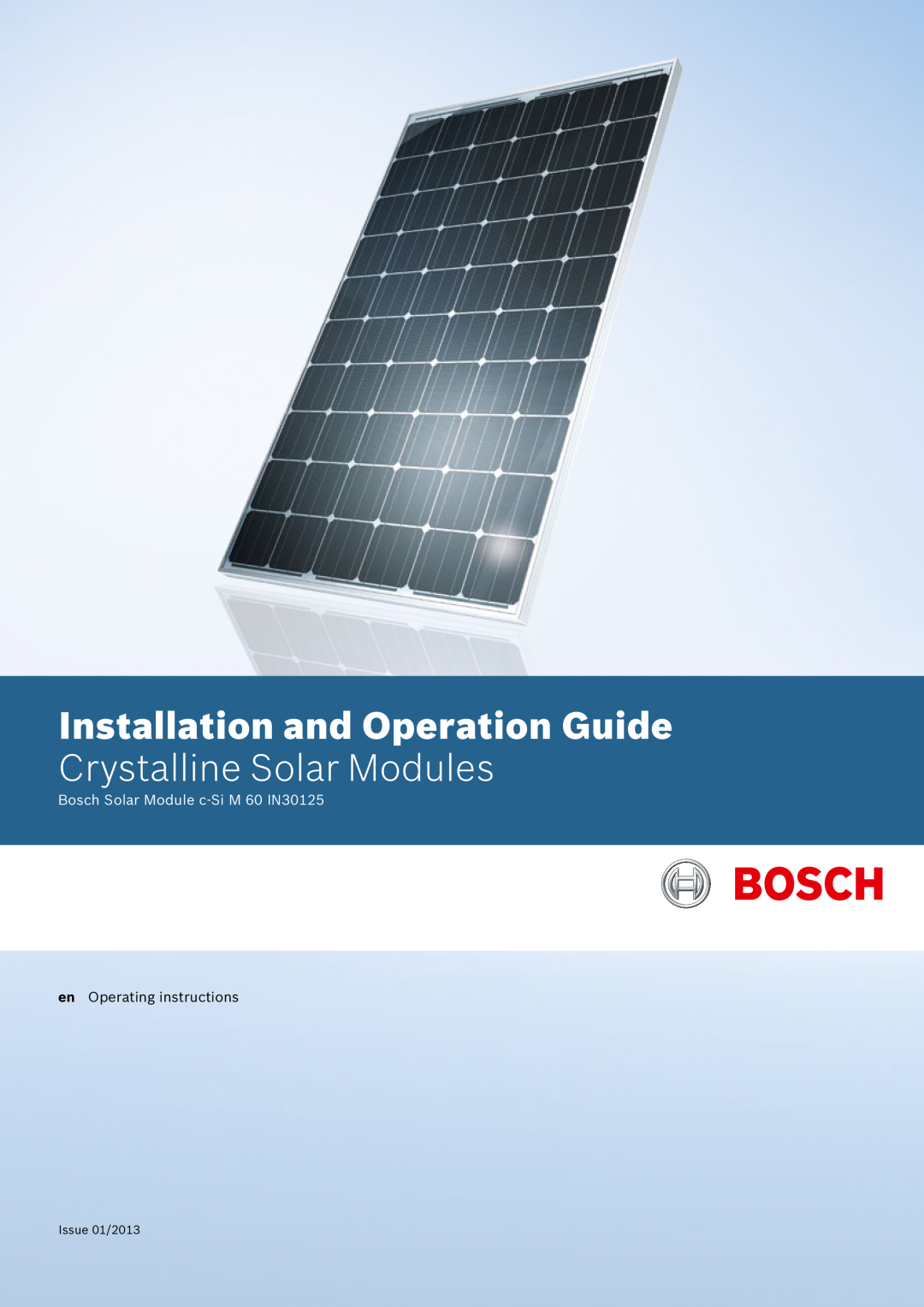 Bosch Appliances installation and operation guide deutsch, Bosch Solar Module c-Si M 60 IN30125, Robert Bosch GmbH 