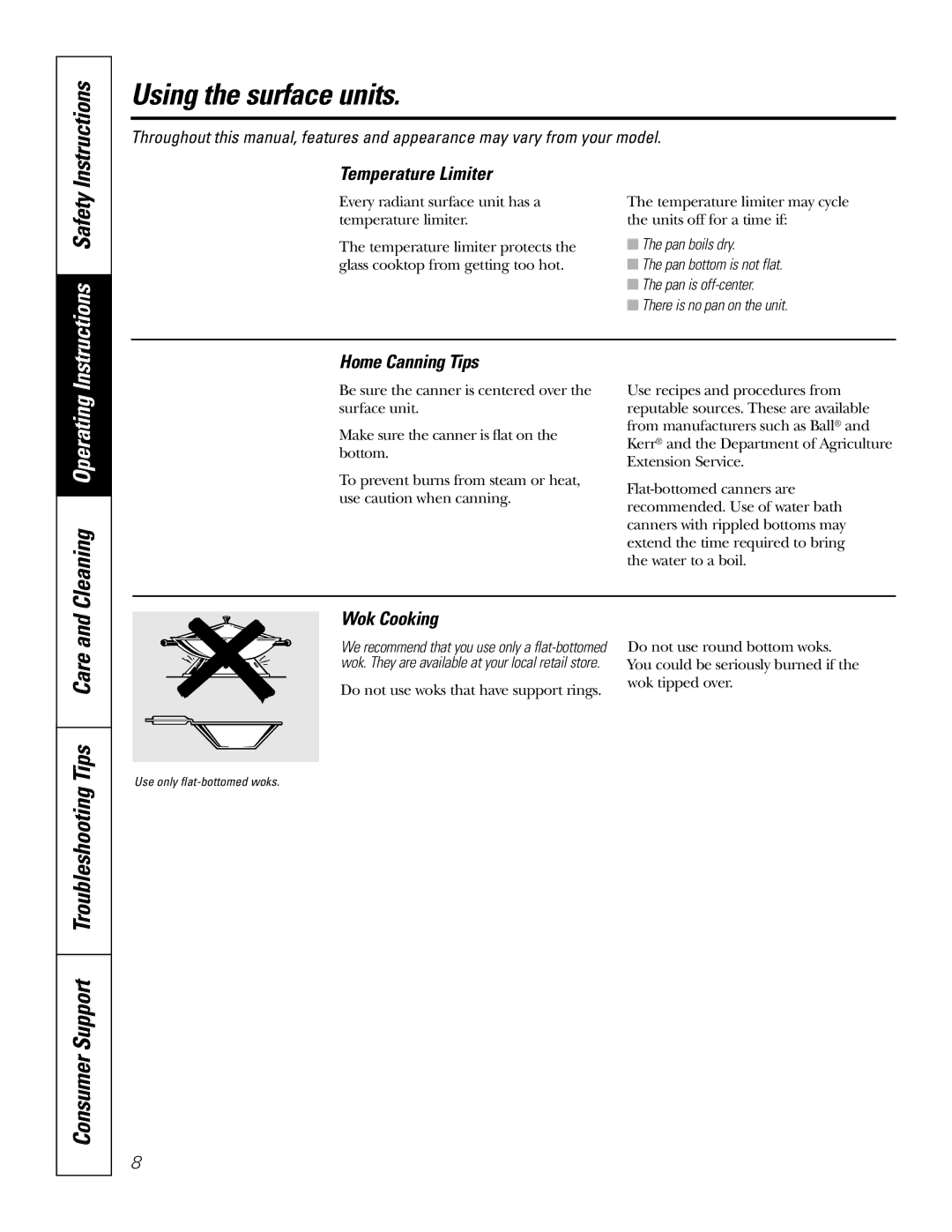 Bosch Appliances JBP80 owner manual Instructions, Cleaning Operating, Consumer Support Troubleshooting Tips Care 