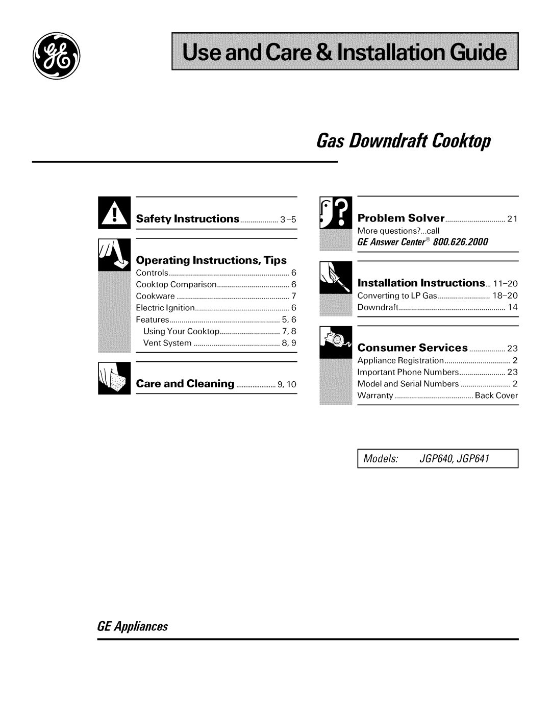 Bosch Appliances JGP640, JGP641 installation instructions GasDowndraft Cooktop 