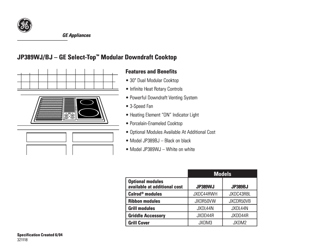 Bosch Appliances JP389WJ/BJ dimensions Features and Benefits, Models 