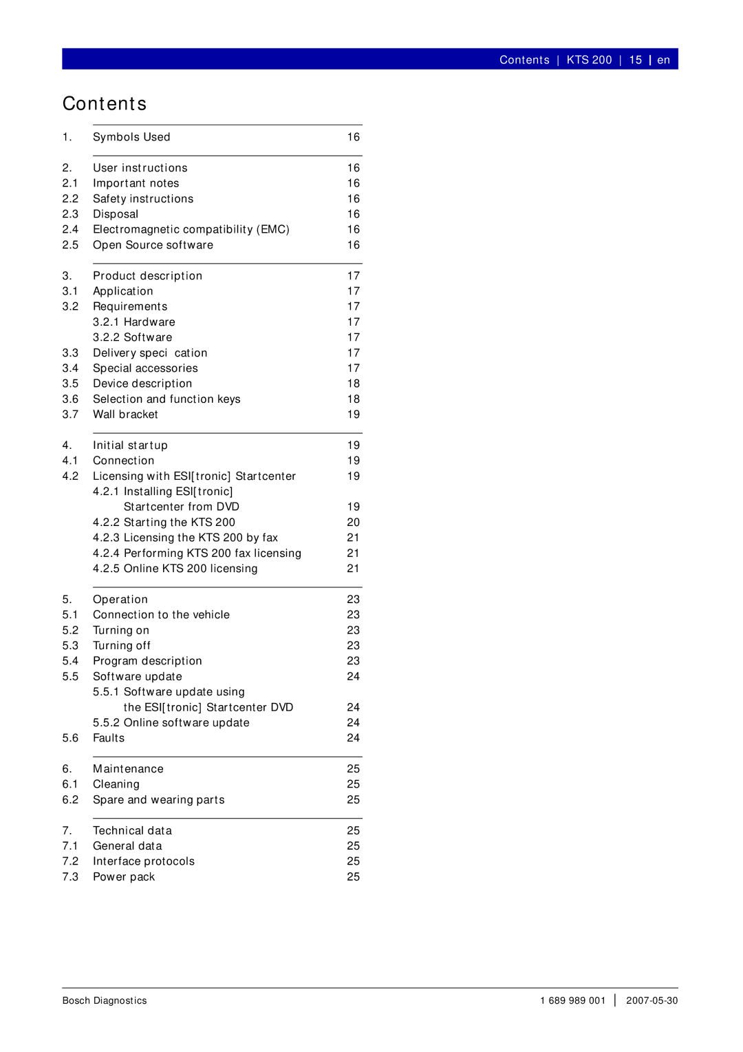 Bosch Appliances KTS 200 instruction manual Contents 