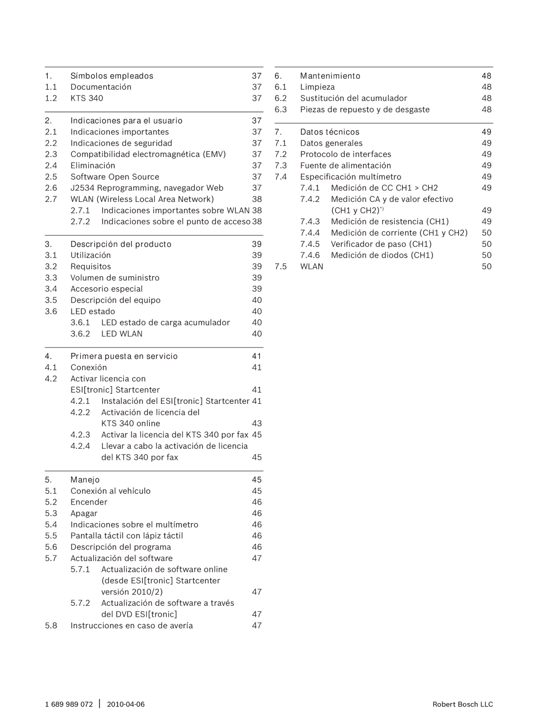 Bosch Appliances KTS 340 manual Índice 