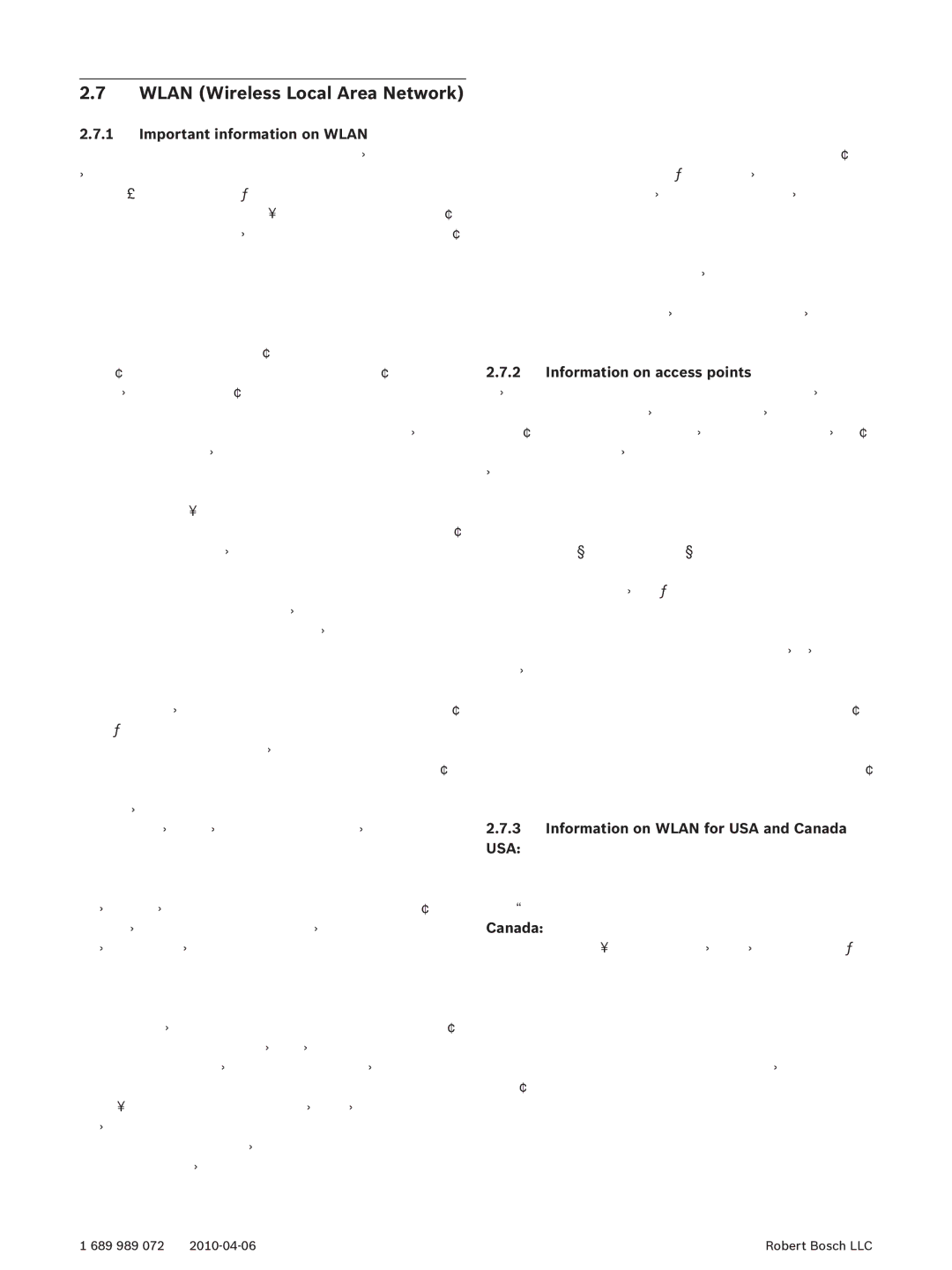 Bosch Appliances manual Wlan Wireless Local Area Network, KTS 340 Symbols used 