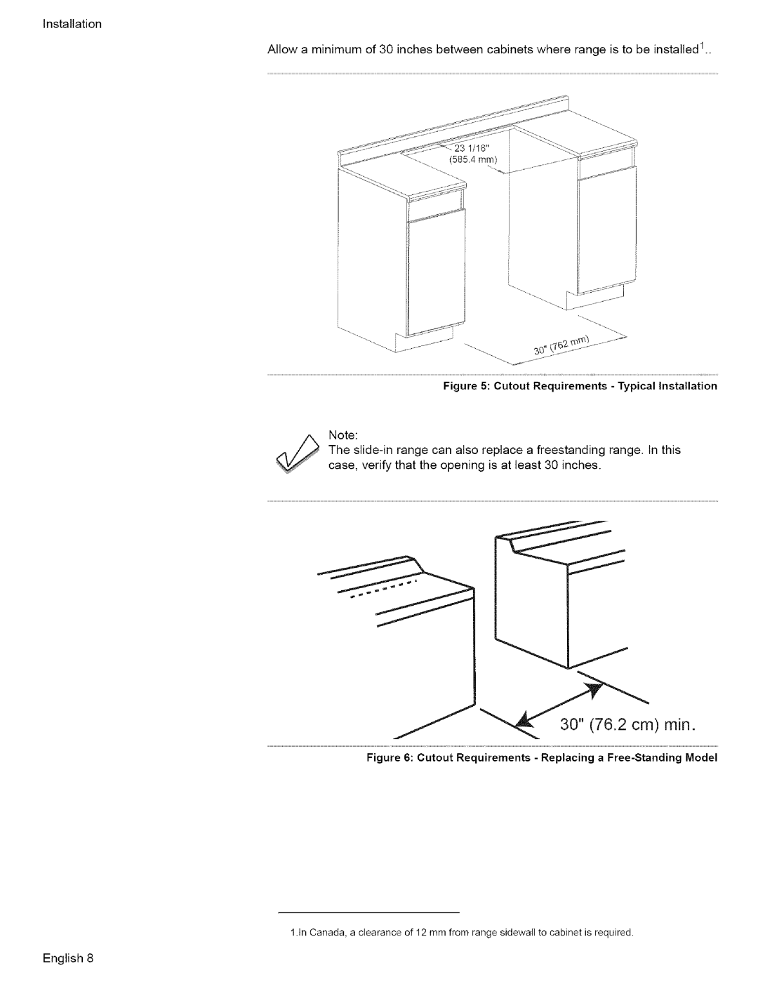 Bosch Appliances L0609466 manual Cutout Requirements Typical Installation 