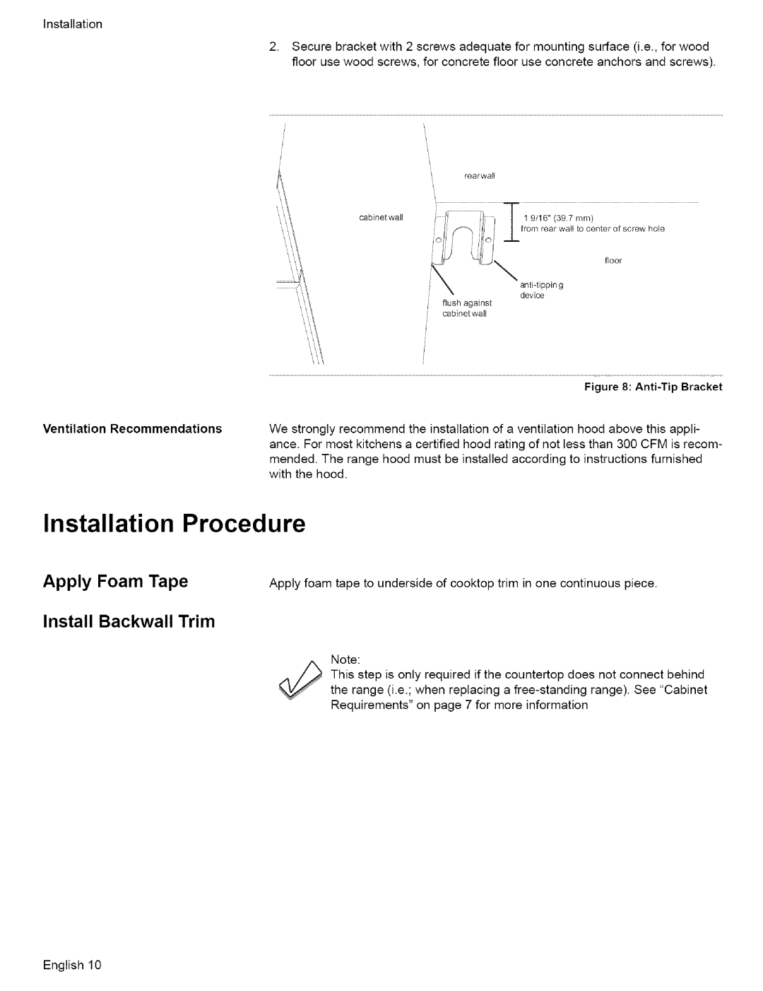 Bosch Appliances L0609466 manual Installation Procedure, Ventilation Recommendations 