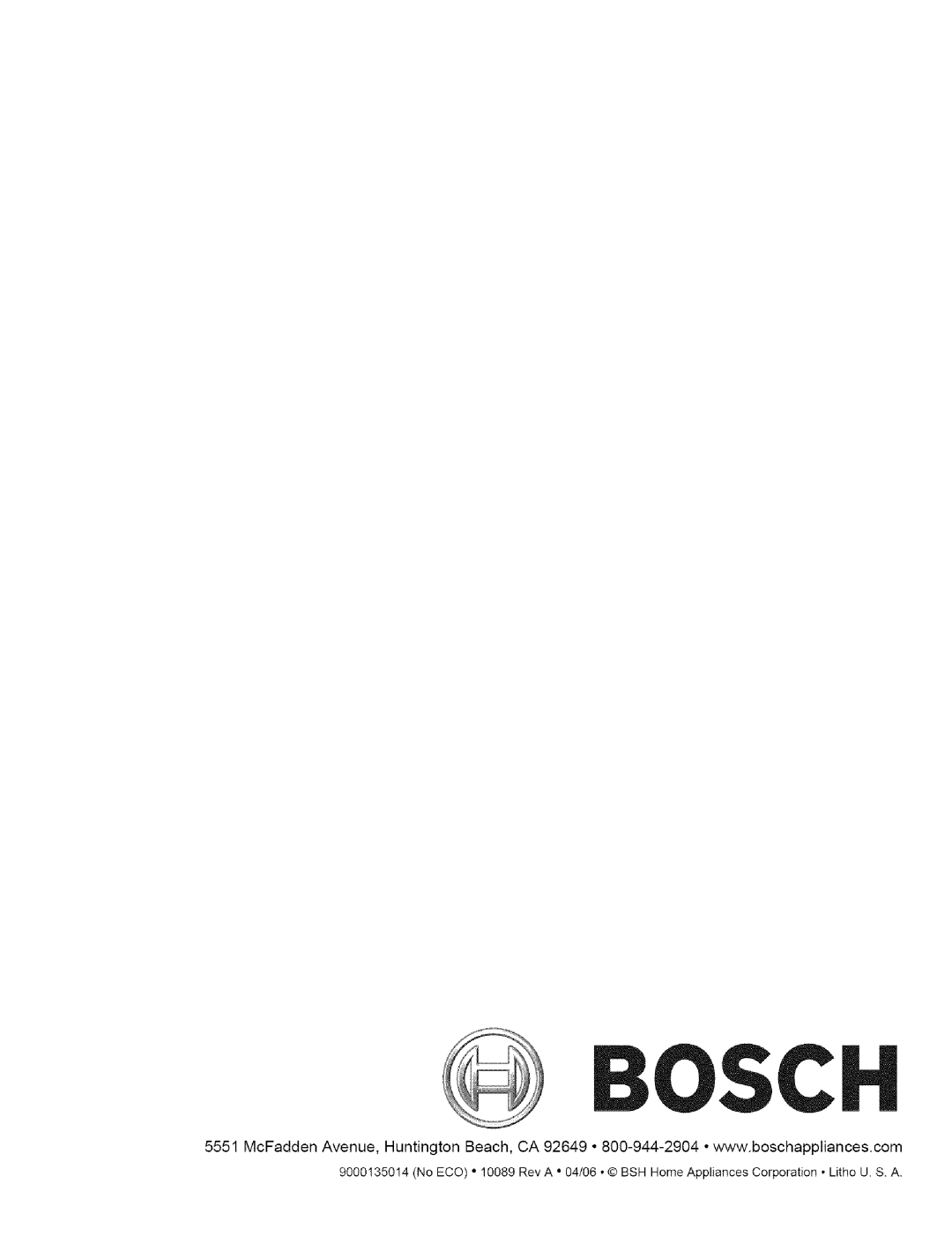 Bosch Appliances L0609466 manual 