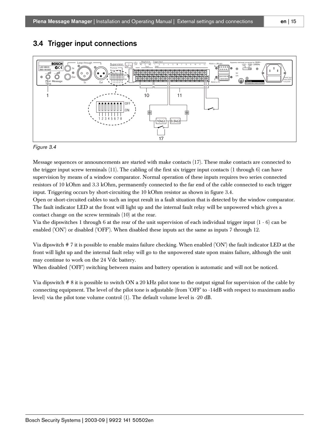 Bosch Appliances LBB 1965 manual Trigger input connections 