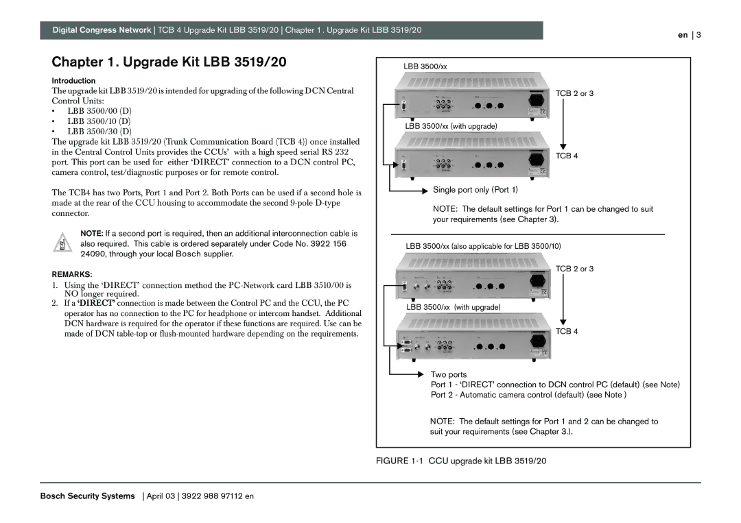 Bosch Appliances manual Upgrade Kit LBB 3519/20, Single port only Port 