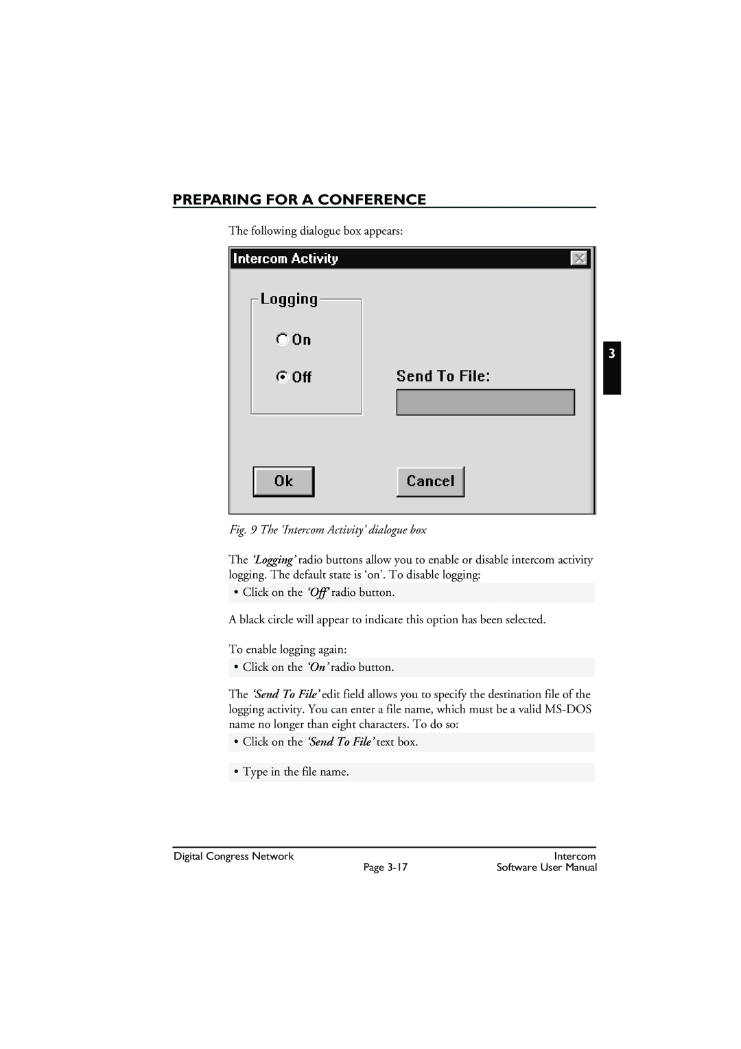 Bosch Appliances LBB 3573 user manual ‘Intercom Activity’ dialogue box 