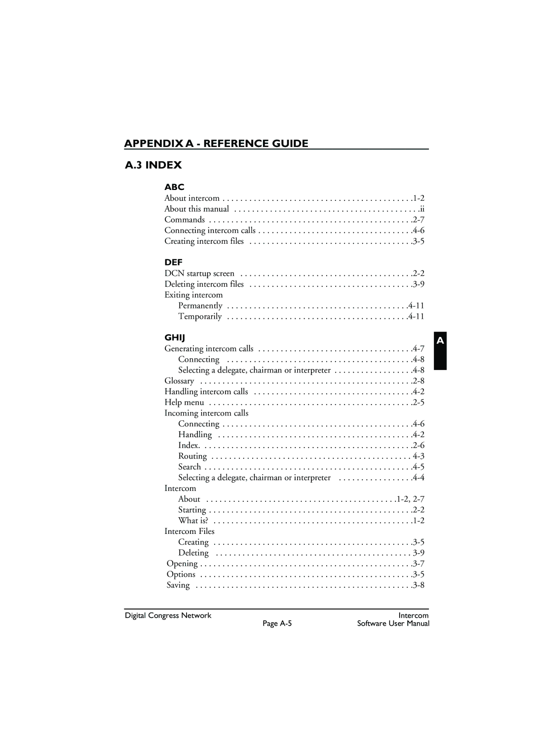 Bosch Appliances LBB 3573 user manual Appendix a Reference Guide Index, Abc 