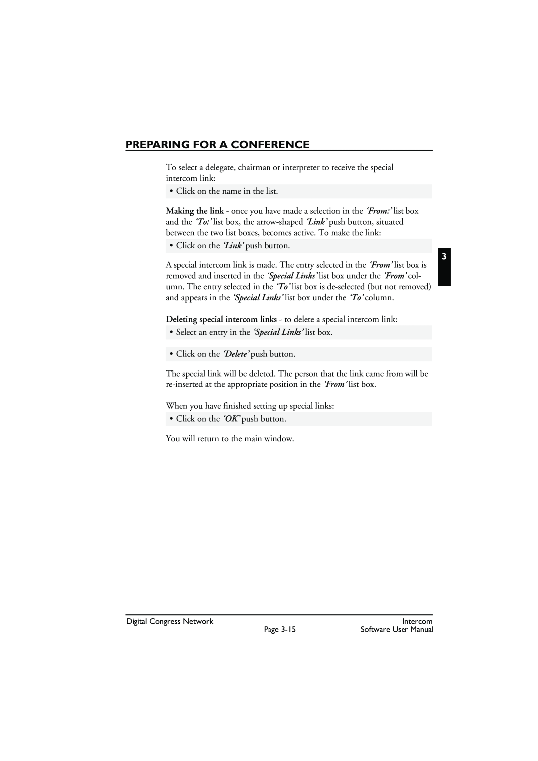 Bosch Appliances LBB 3573 user manual Preparing For A Conference, Click on the name in the list 