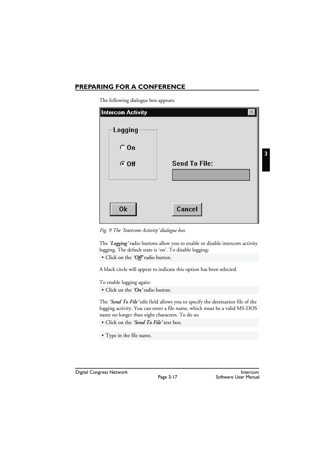 Bosch Appliances LBB 3573 user manual The ‘Intercom Activity’ dialogue box, Preparing For A Conference 