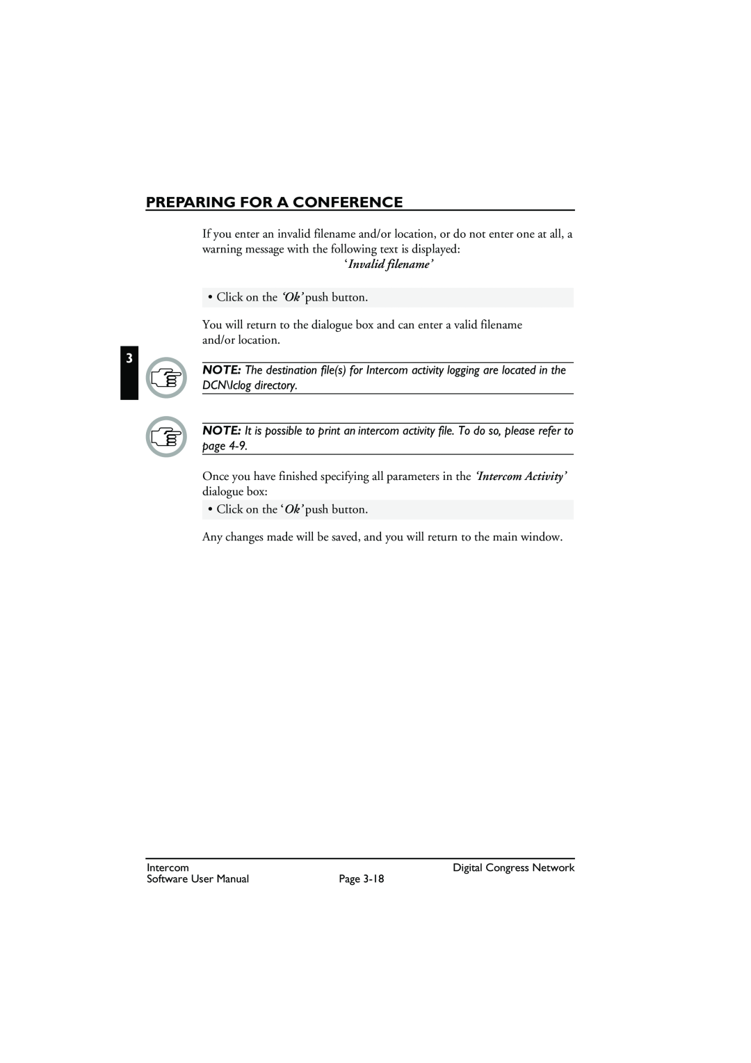 Bosch Appliances LBB 3573 user manual ‘Invalid filename’, Preparing For A Conference 
