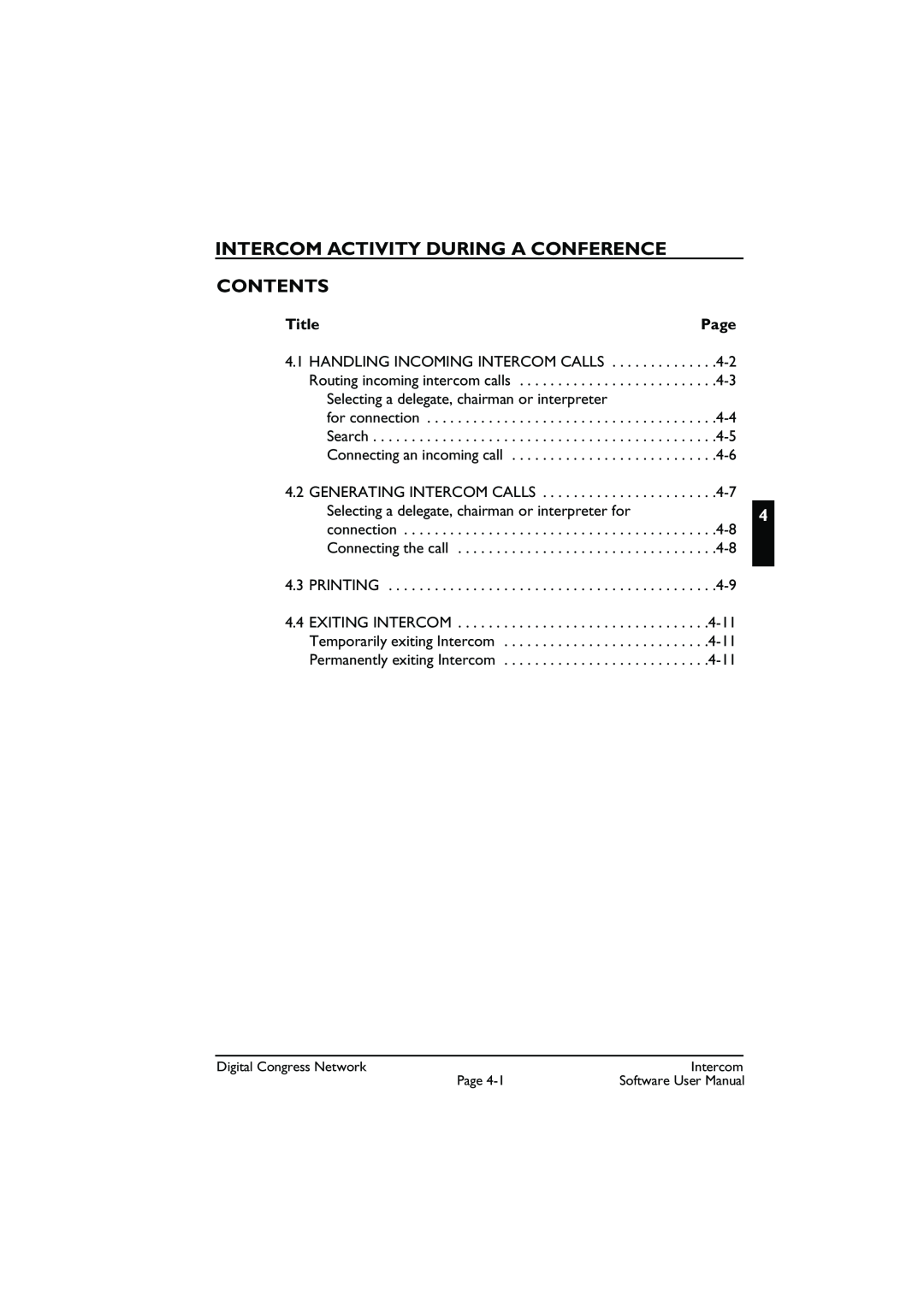 Bosch Appliances LBB 3573 user manual Intercom Activity During A Conference Contents, Title 