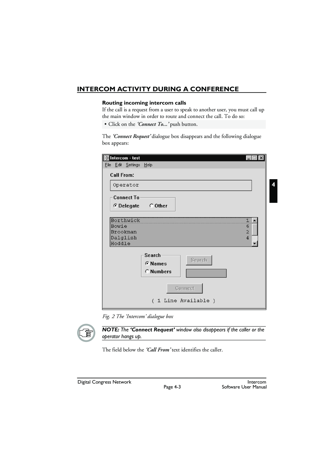 Bosch Appliances LBB 3573 user manual Routing incoming intercom calls, The ‘Intercom’ dialogue box 