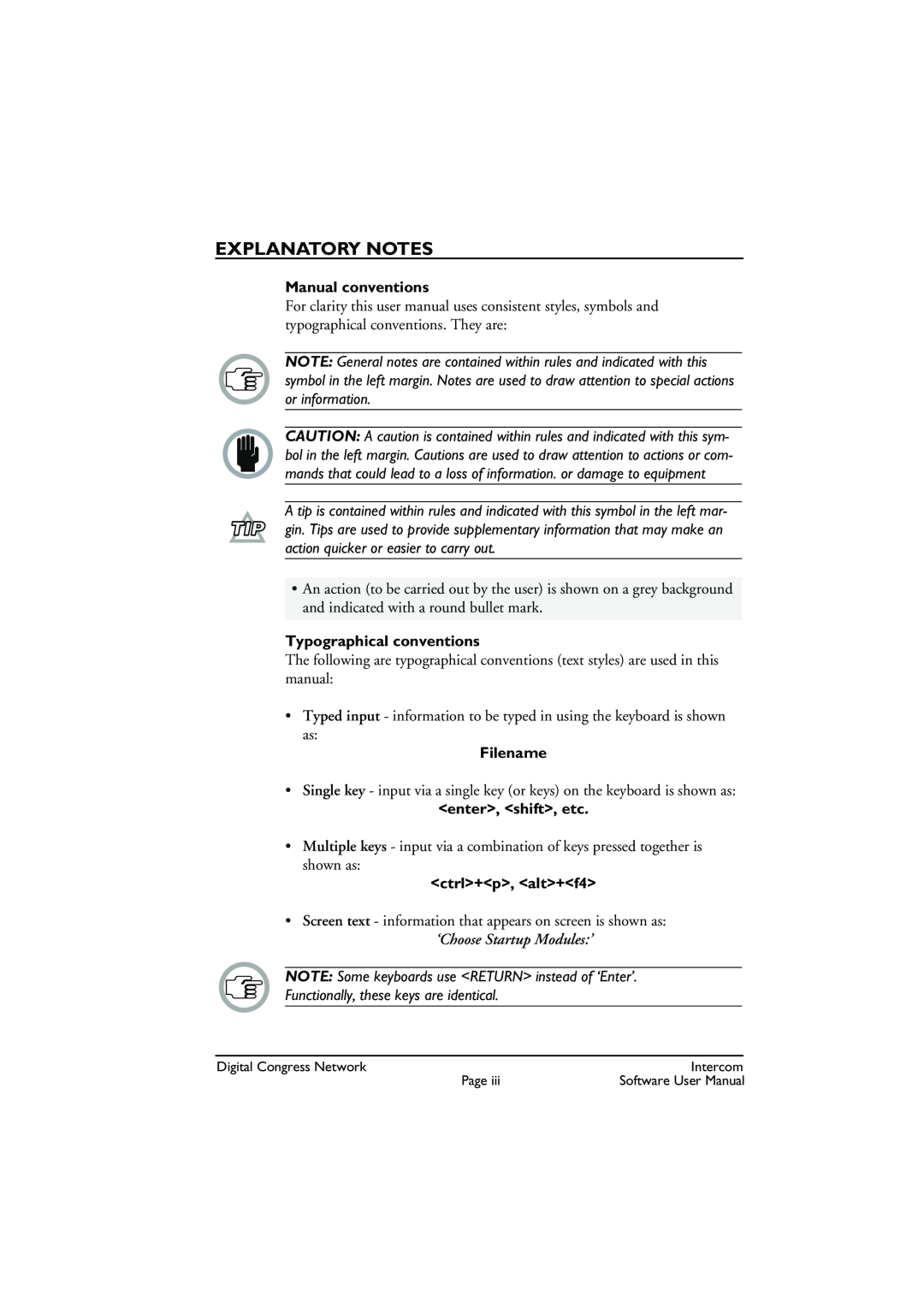 Bosch Appliances LBB 3573 Manual conventions, Typographical conventions, Filename, enter , shift , etc, Explanatory Notes 