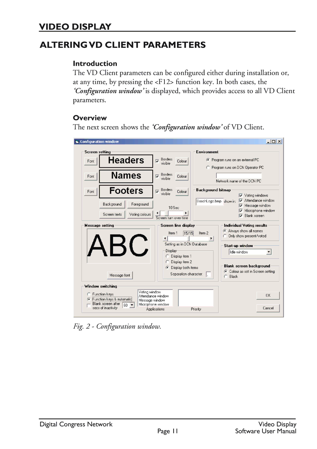 Bosch Appliances LBB 3584 user manual Video Display Altering VD Client Parameters, Overview 