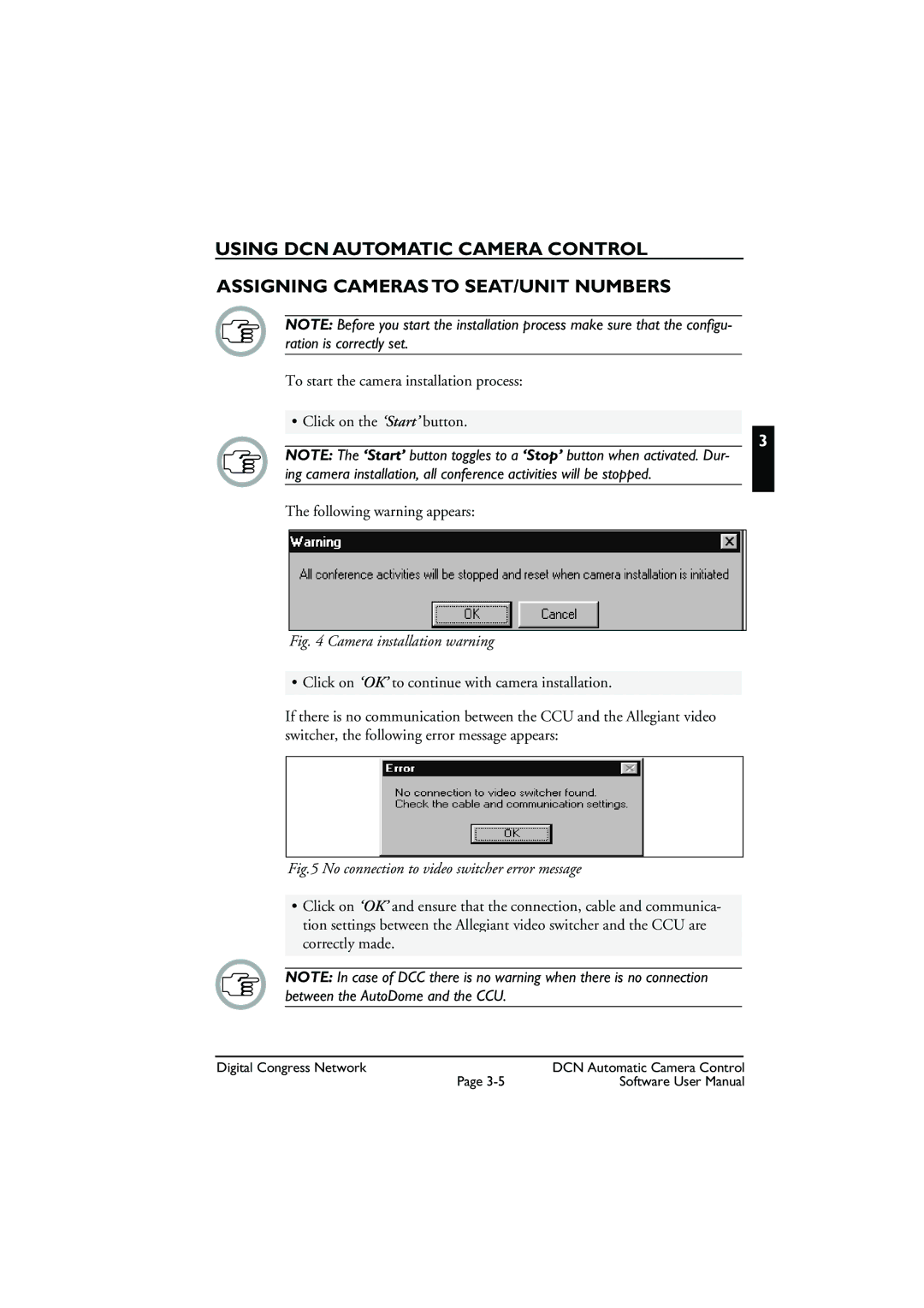 Bosch Appliances LBB 3588 user manual Camera installation warning 