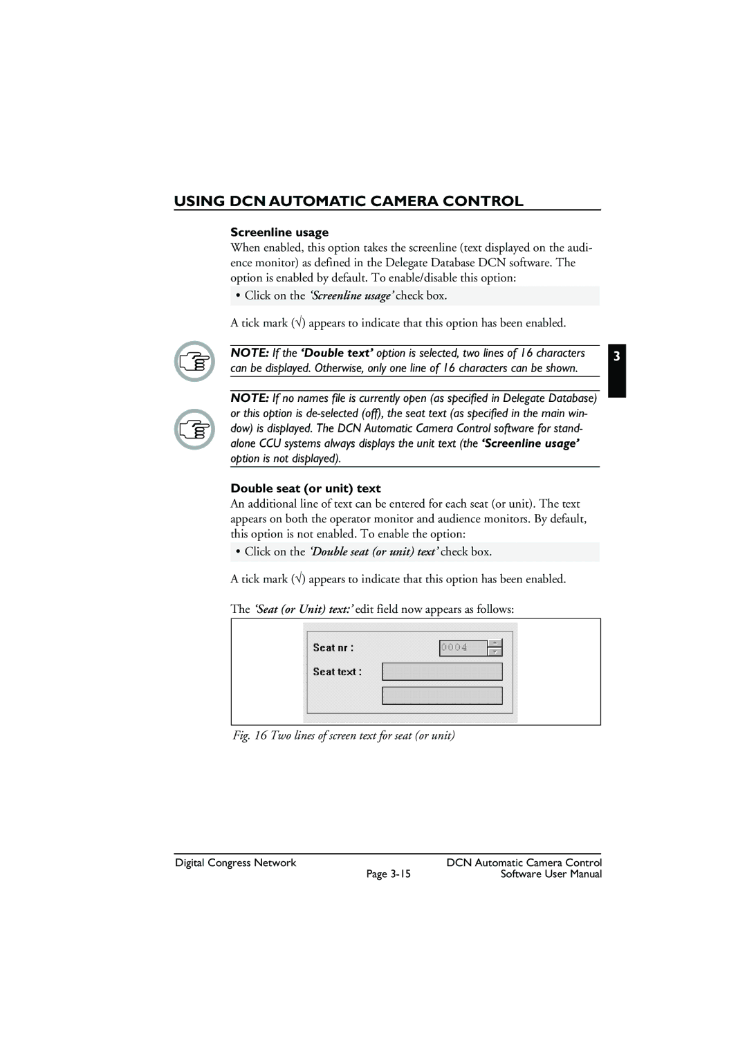 Bosch Appliances LBB 3588 user manual Screenline usage, Double seat or unit text 