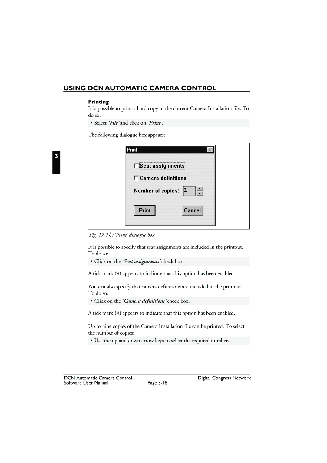 Bosch Appliances LBB 3588 user manual Printing, ‘Print’ dialogue box 