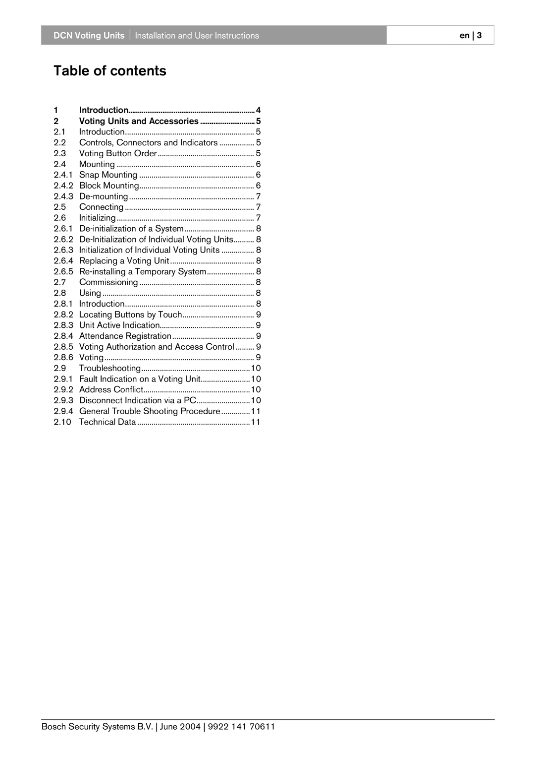 Bosch Appliances 50, 00 and LBB 4141 manual Table of contents 