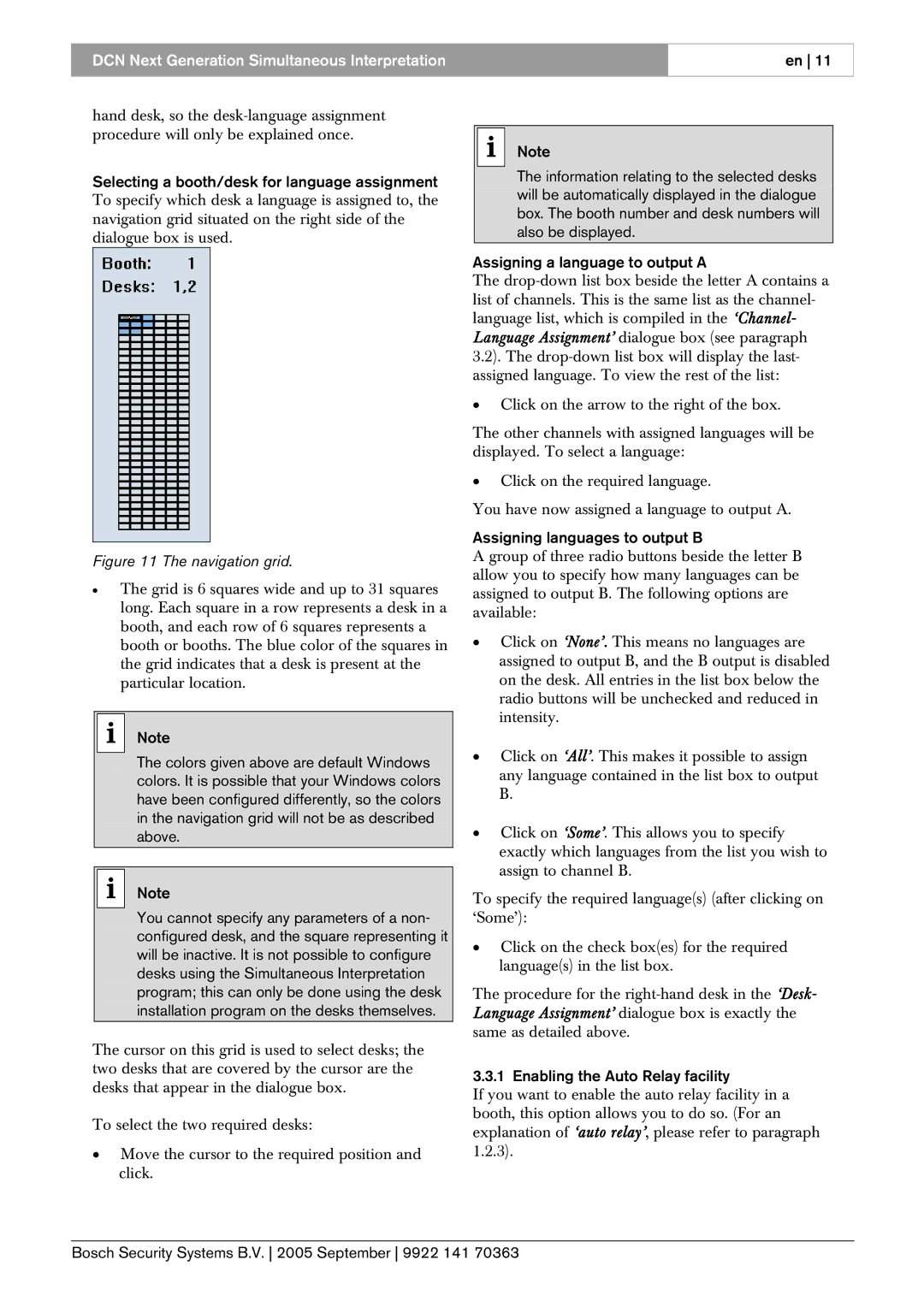 Bosch Appliances LBB 4172 user manual Assigning languages to output B, Enabling the Auto Relay facility 