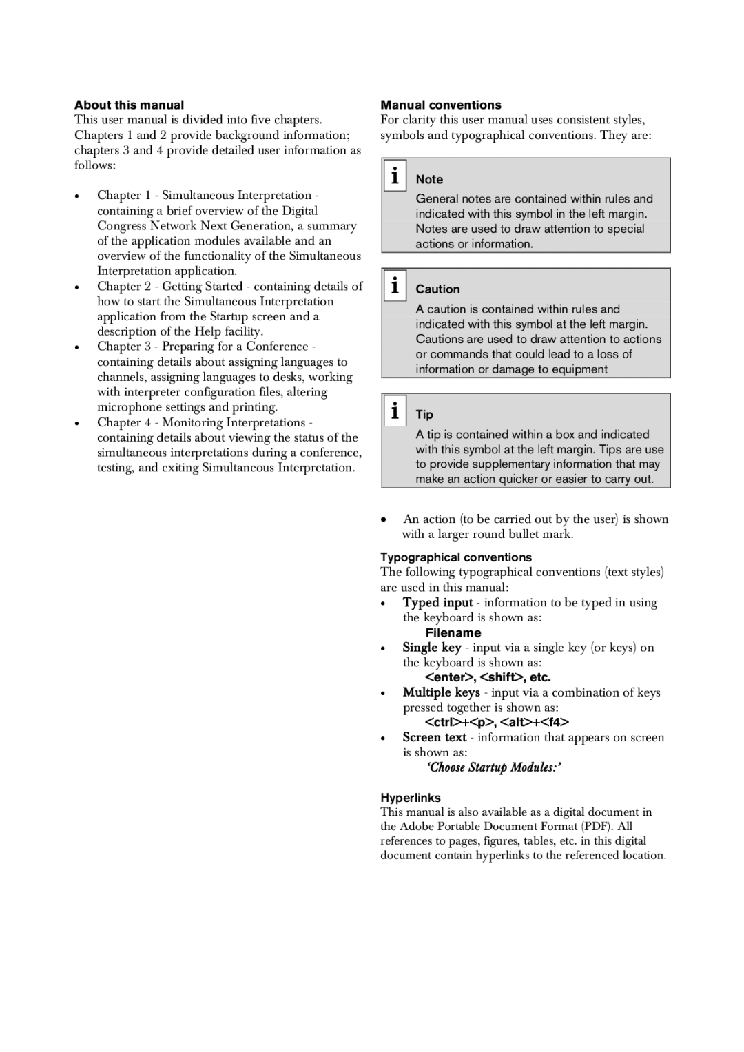 Bosch Appliances LBB 4172 user manual Typographical conventions, ‘Choose Startup Modules’, Hyperlinks 