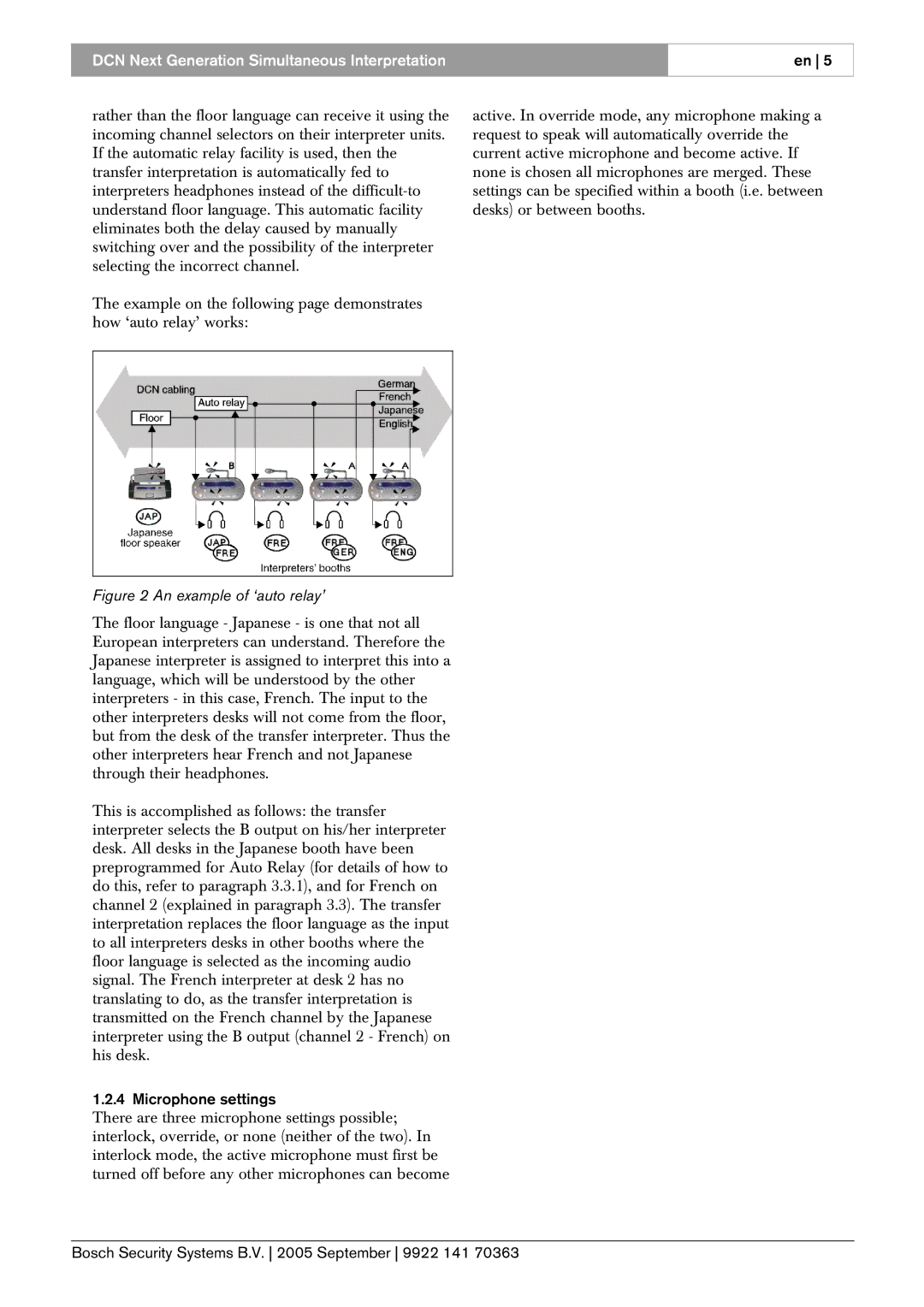 Bosch Appliances LBB 4172 user manual An example of ‘auto relay’, Microphone settings 